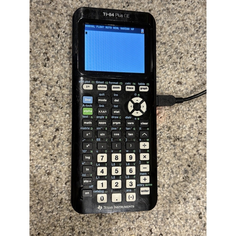 Texas Instruments TI-84 Plus CE Graphing Calculator - Black With Cord And Cover